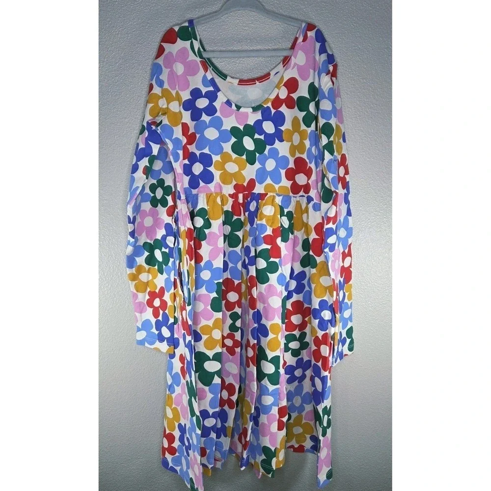 Hanna Andersson Floral Dress Girls‎ 10 140 NWT Colorful Flower Print Skater